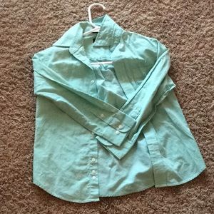 Green blue color button down shirt, size 8 boys